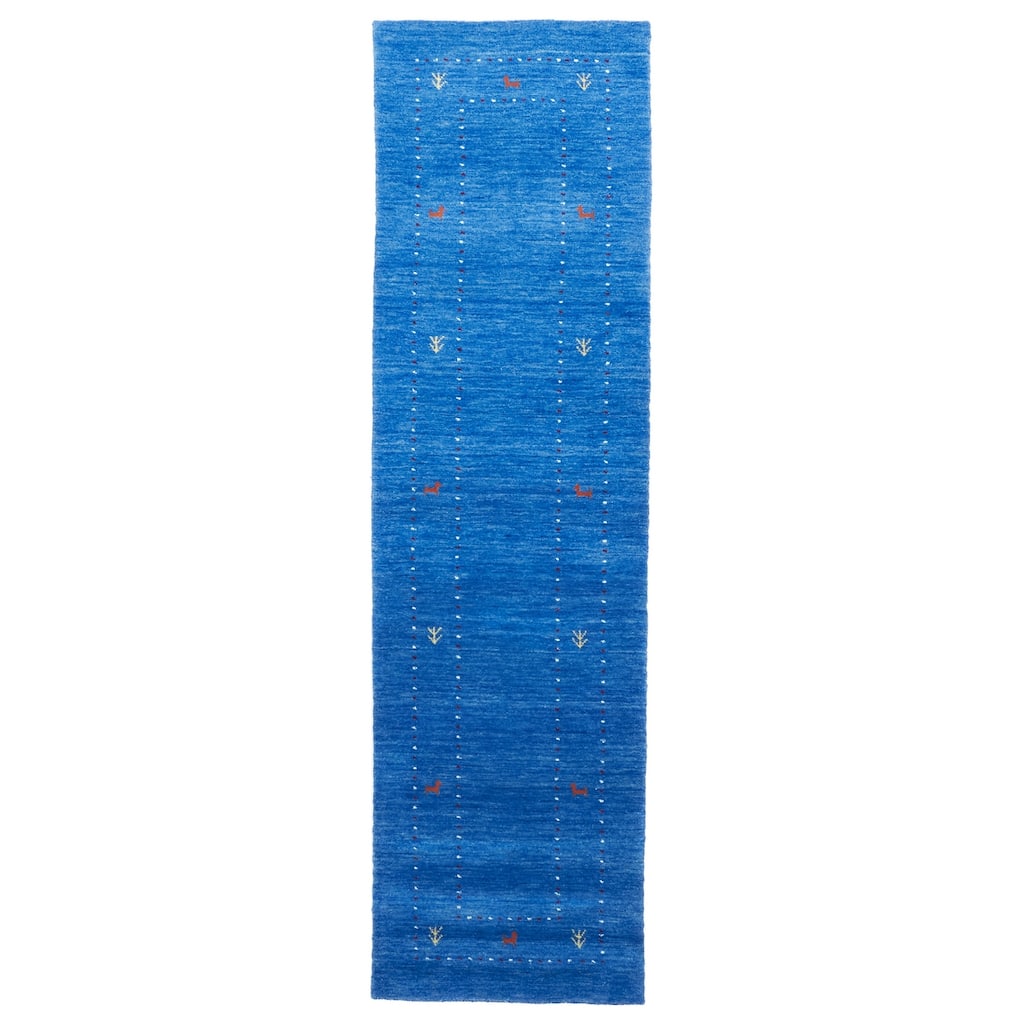 ECARPETGALLERY Hand Loomed Kashkuli Gabbeh Blue Wool Rug - 2'2 x 7'11