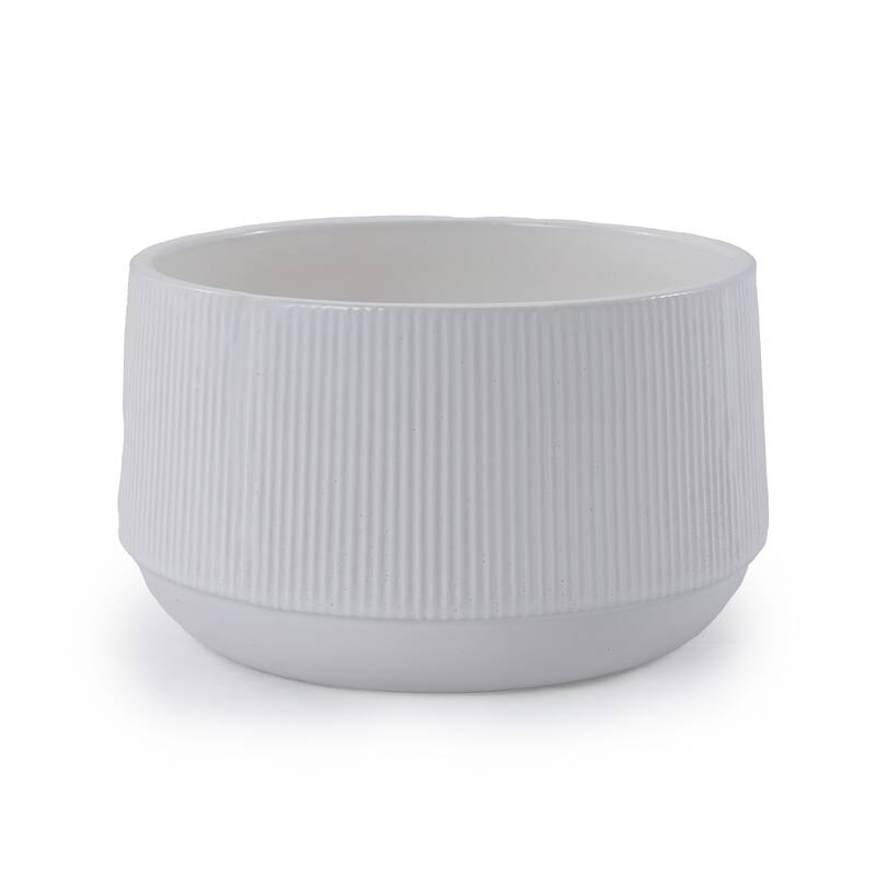 2 Pieces Ceramic Flowerpot, Modern Planter for Patio, Garden or Windowsills - Gloss White