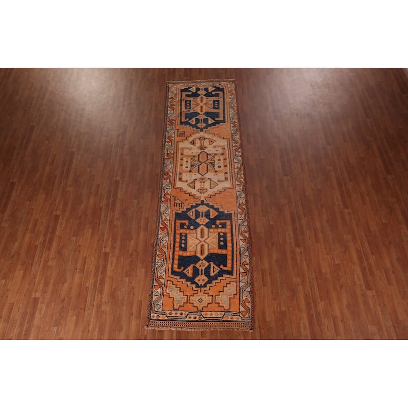 Handmade Transitional Oushak Turkish Vintage Runner Rug - 3'8"x 12'4"