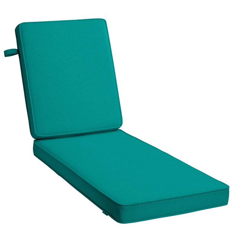 ARDEN Foam Outdoor Double Welted Chaise Lounge Cushion, 21 x 72 - Heathered Teal Woven Solid
