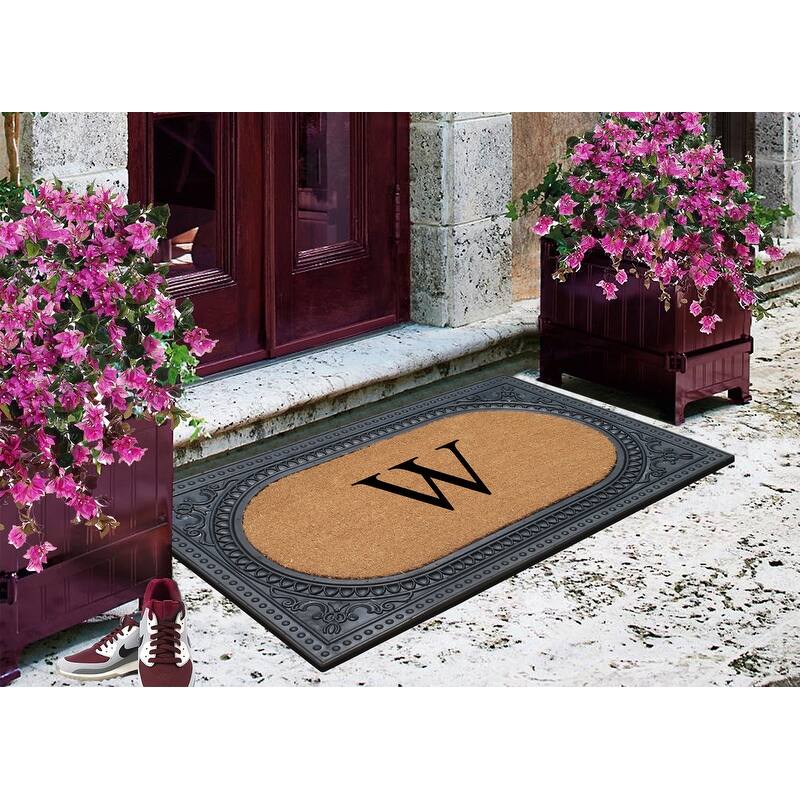 A1HC First Impression Carson Rubber and Coir 24" X 39", Heavy Duty, Easy to Clean Outdoor Monogrammed Doormat