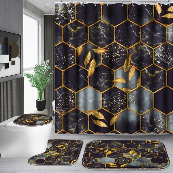 slide 2 of 31, 4 Pcs Bathroom Shower Curtain Set,Bathroom Sets with Rugs