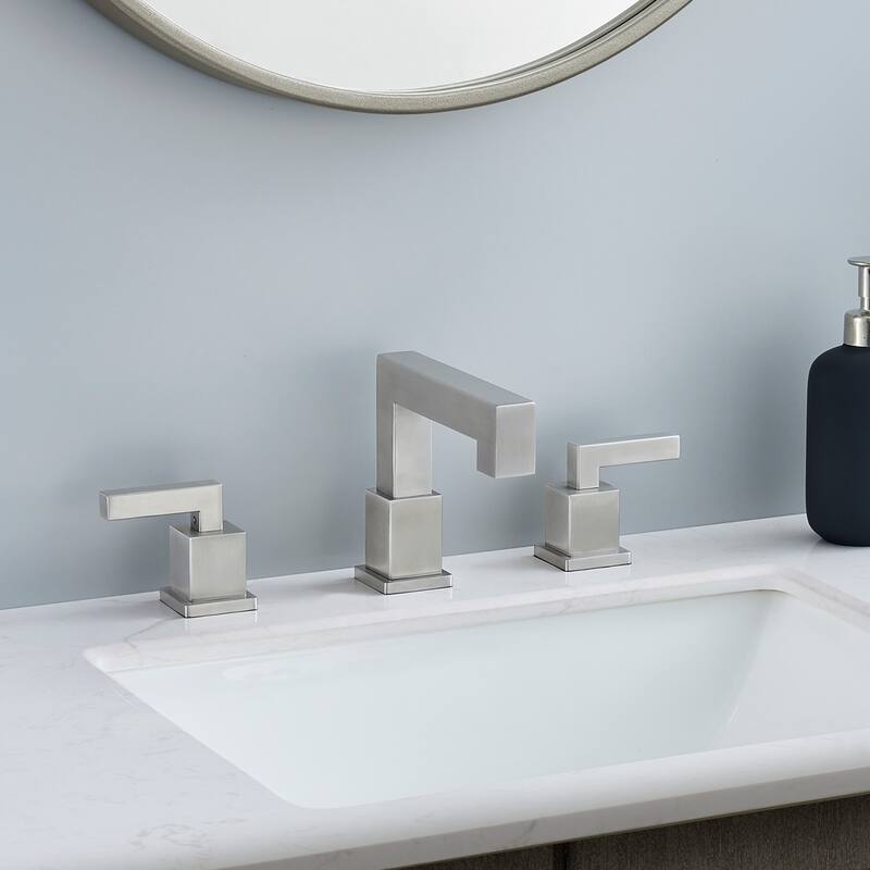 Widespread Bathroom Faucet, Waterfall Bathroom Faucets for Sink 3 Hole, 2-Handles with Pop Up Drain Assembly and Lead-Free