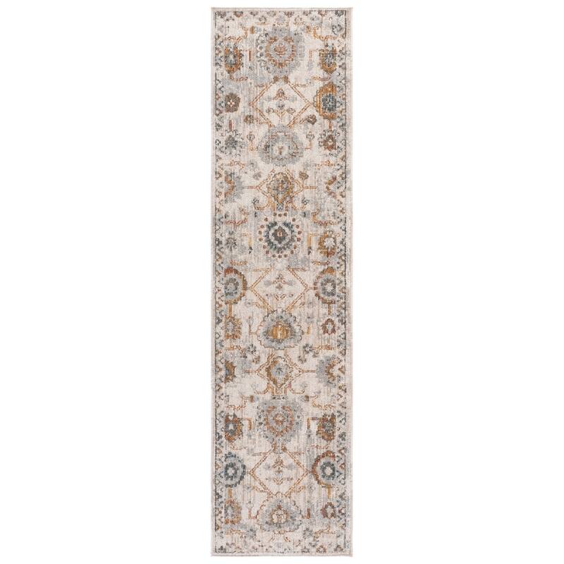 SAFAVIEH Vintage Rosewood Piroska Rug - 2' x 8' Runner - Ivory/Grey Rust