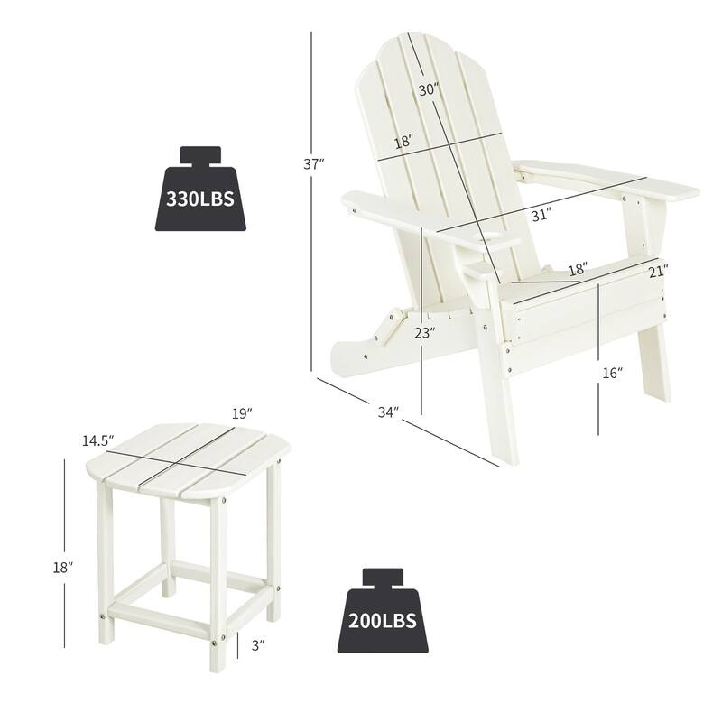 Costway 2 PCS Patio Adirondack Chair Side Table HDPE Weather Resistant