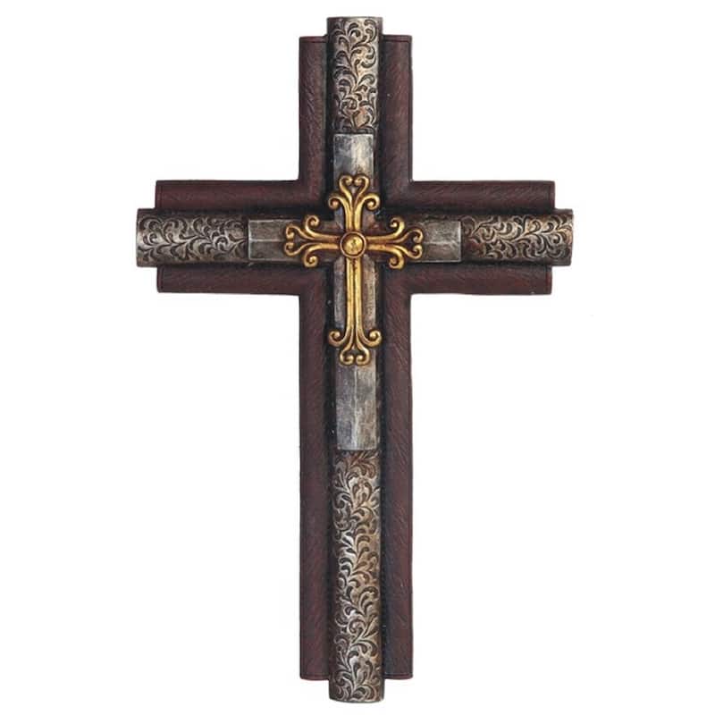Q-Max 15.5"H Decorative Layered Wall Cross Religious Statue Home Decoration Figurine