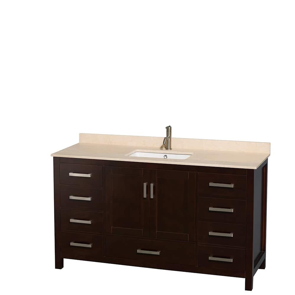 Wyndham Collection Sheffield 60" Freestanding Vanity Set with Hardwood