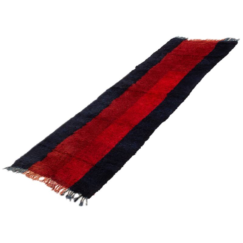 ECARPETGALLERY Hand-knotted Afghan Shiravan Red Wool Rug - 3'4 x 13'1