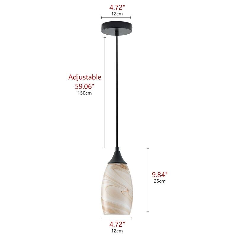 Black Metal and Glass Pendant Light for Kitchen Island Dining Room