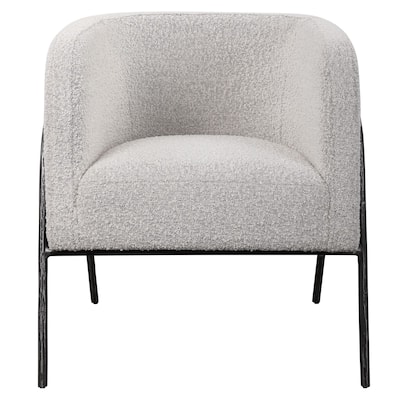 28.5" Gray and Black Scandinavian Barrel Back Accent Chair