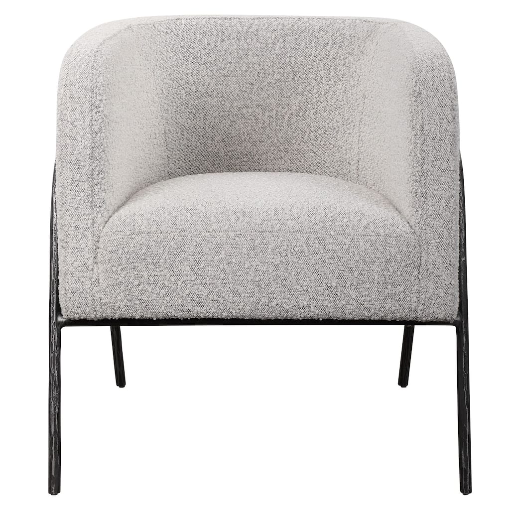 28.5" Gray and Black Scandinavian Barrel Back Accent Chair