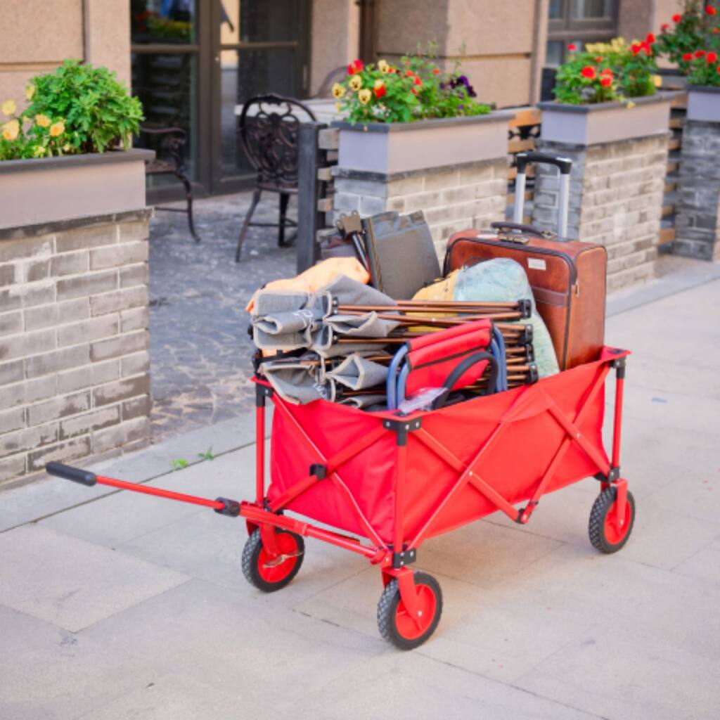 Clihome 7 inches Wheel Folding Utility Cart with Telescoping Handle