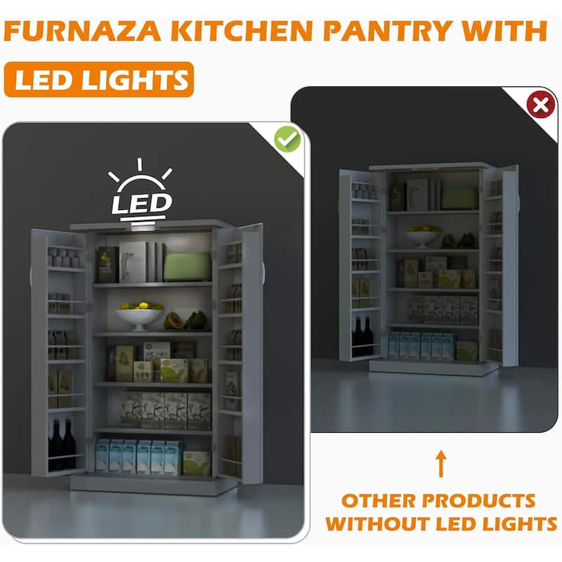 50-inch Adjustable Kitchen Pantry with Smart LED Light