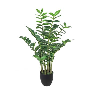 32in Real Touch Artificial Zamiifolia ZZ Plant in Black Pot - 32" H x 24" W x 24" DP