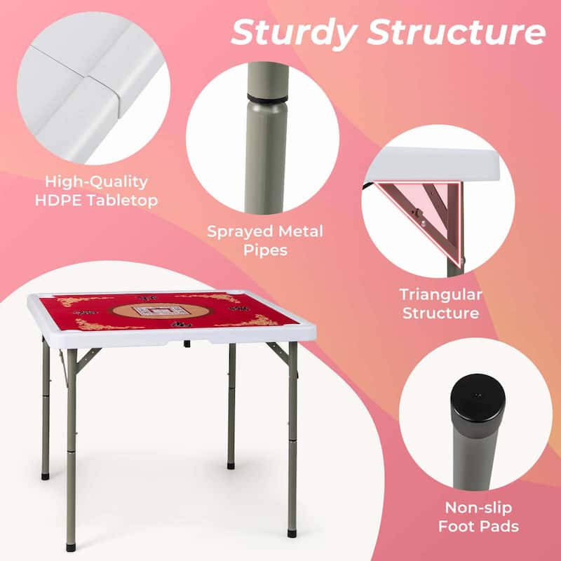 Costway 35" Folding Mahjong Table with Cup Holders & Smooth Felt Mat - See Details