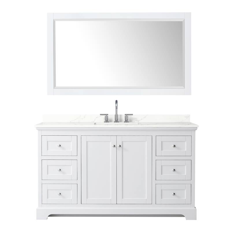 Avery 60-inch Single Vanity, Quartz Top, 58-inch Mirror