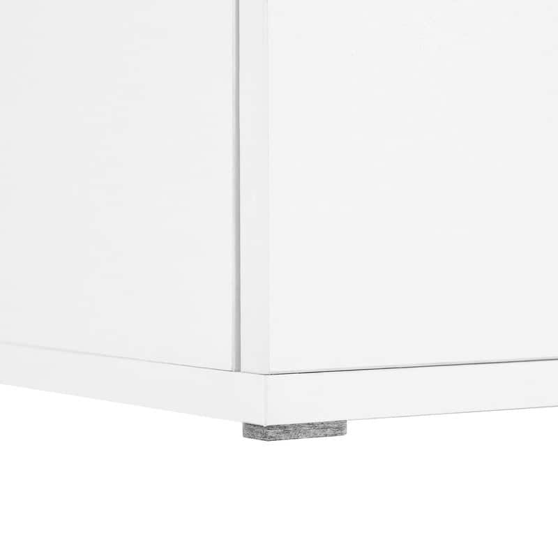 Modern 105" App-Controlled LED TV Stand with Faux Marble Top & Glass Doors