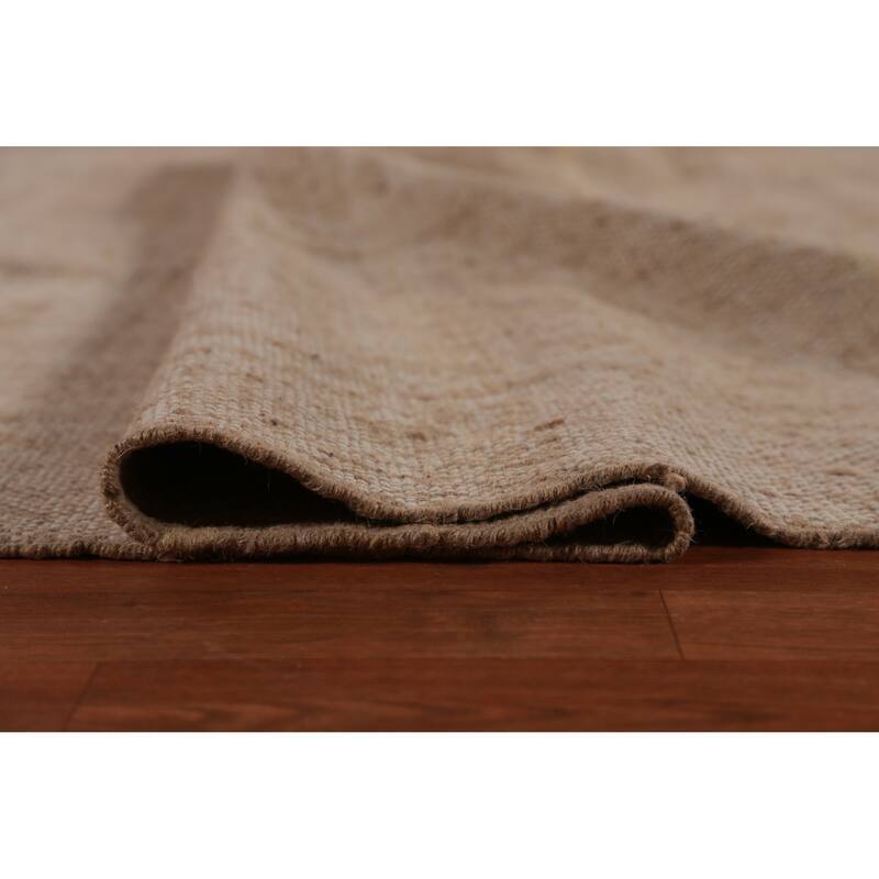 Hand Woven Oriental 100% Jute Carpet Southwestern Modern Brown Kilim Area Rug - 12' 5'' X 10' 4''