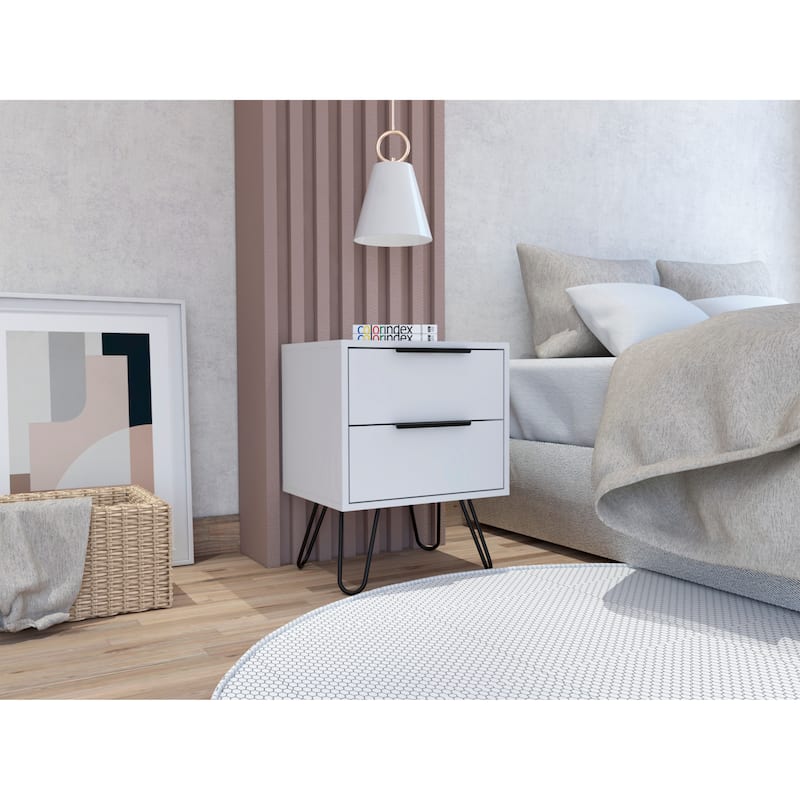 Nightstand Skyoner 2, Harpin Legs, Two Drawers, Black Wengue Finish