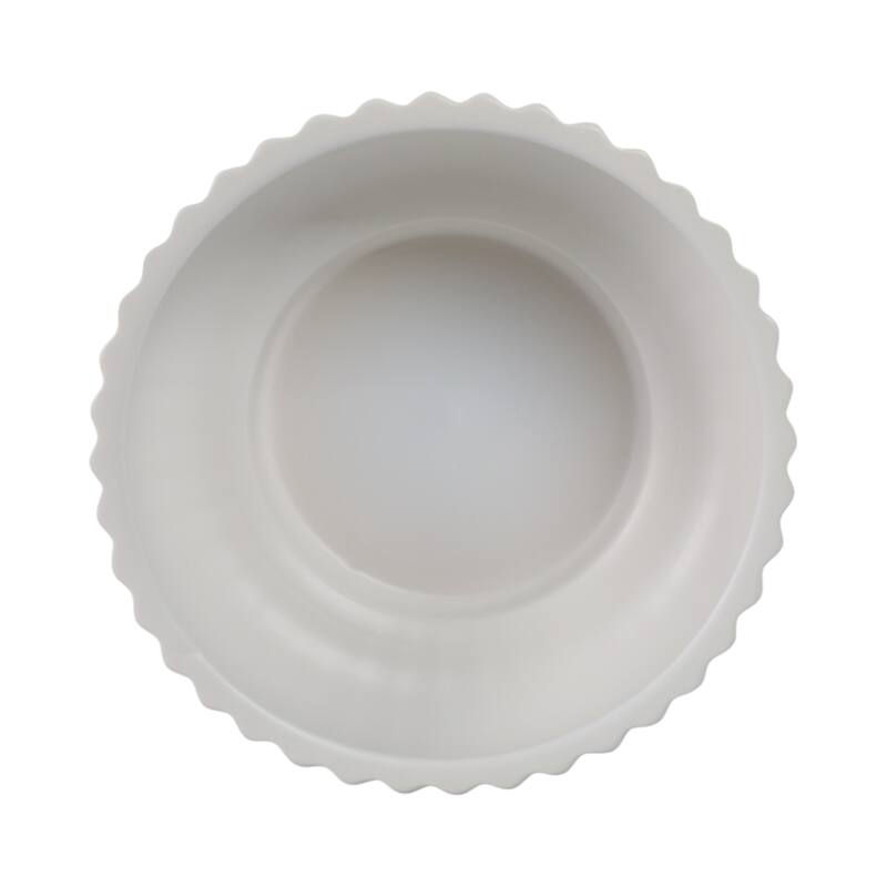 Decorative Ribbed Ceramic Bowl with Matte Finish - 12", White - 12.0"