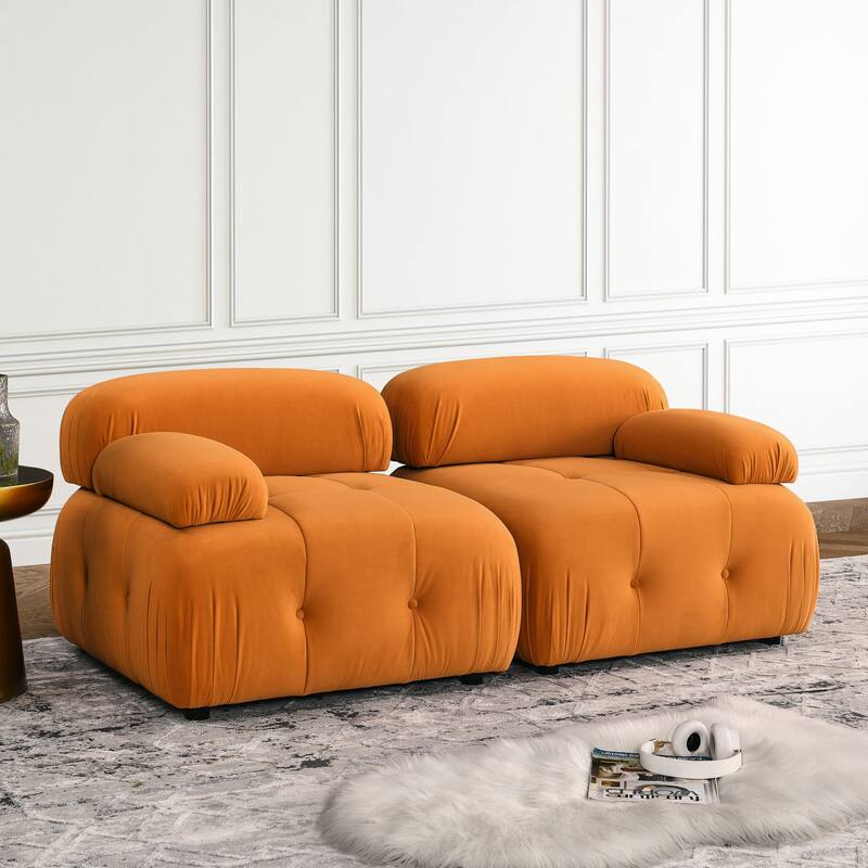 Orange 93" L-Shaped 4-Seat Sofa with Reversible Ottoman