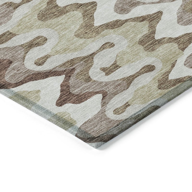 Machine Washable Indoor/ Outdoor Chantille Abstract Ripples Rug