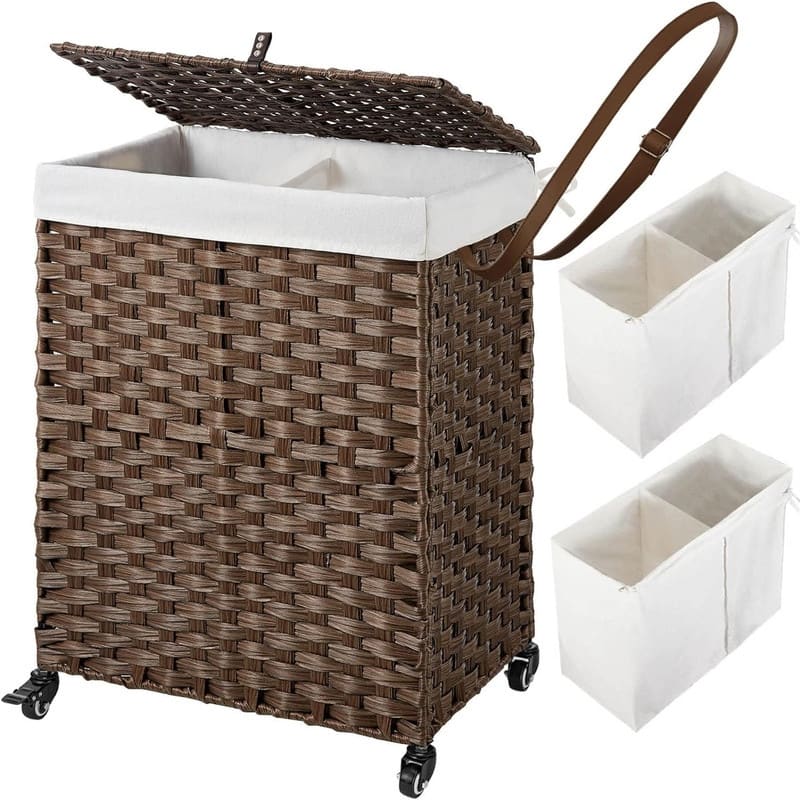 90L Divided Handwoven Hampers - 18.3"L x 13.5"W x 26.4"H