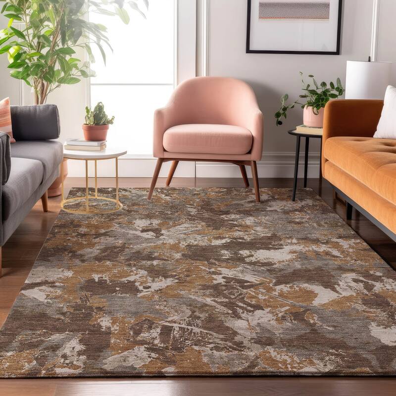 Premium Washable Super Soft Abstract Floral Mayfield Rug - Brown - 5' x 7'6"