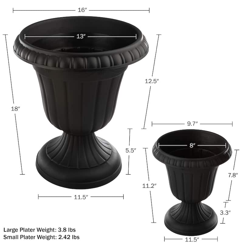 Pure Garden Large and Small Outdoor Urn Planter 2-Pack - Pack of 2