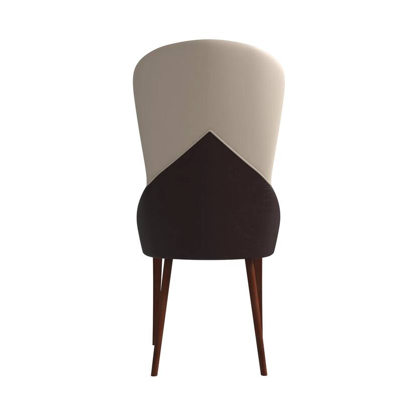 Havana Leather Upholstered Solid Wood Dining Chair Two-Tone Color Design Set of 4