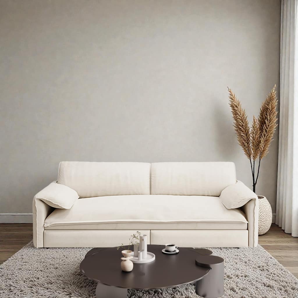 66" Pull Out Sofa Bed, 3-in-1 Convertible Queen Sleeper Sofa with Side Storage, Velvet Loveseat for Living Room Apartment