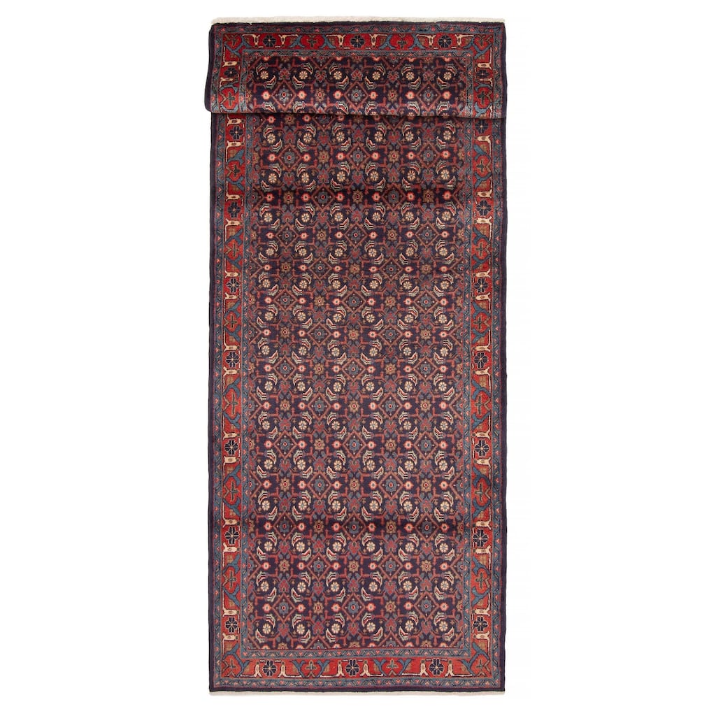 ECARPETGALLERY Hand-knotted Andelz Navy Wool Rug - 3'7 x 10'4
