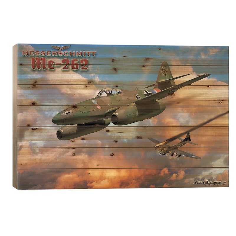 Me-262 Print On Wood by Larry Grossman - Multi-Color - 26x40x1.5