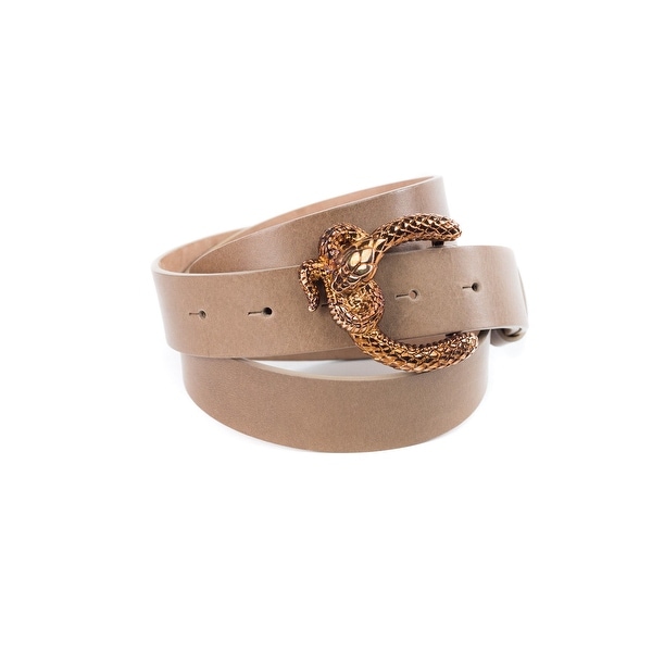 Cavalli Womens Birtch Leather Belt with Python Buckle