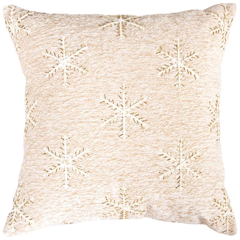 Rizzy Home Tucked Snowflake Holiday Throw Pillow - Neutral - Down Alternative Fill