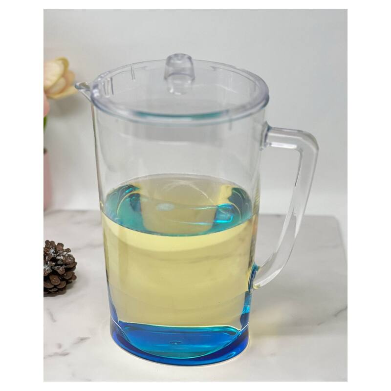 Water Pitcher with Lid, Oval Halo Design Unbreakable Plastic Pitcher
