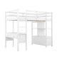 preview thumbnail 10 of 19, Wood Twin Size Loft Bed with Built-in Desk, Drawers & Storage Shelves