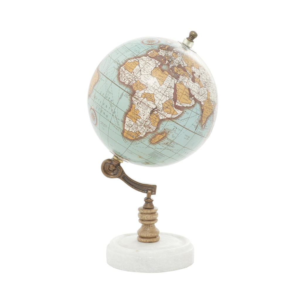 Marble Globe with Marble Base - Teal, White, Black - Roche River Decor