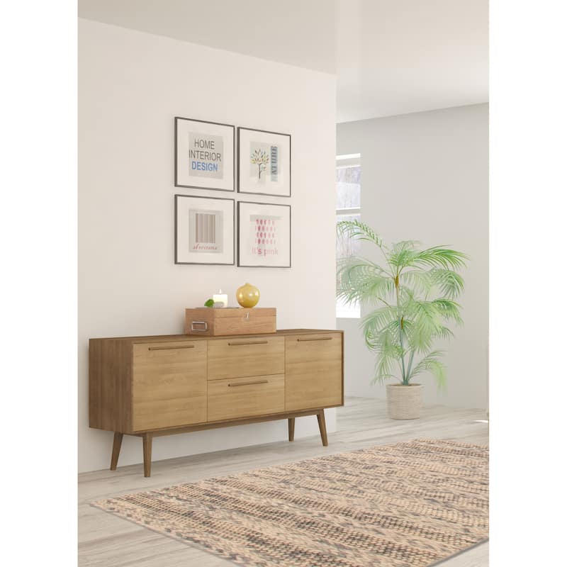 ECARPETGALLERY Braid weave Sienna Grey Wool Rug - 3'4 x 5'3