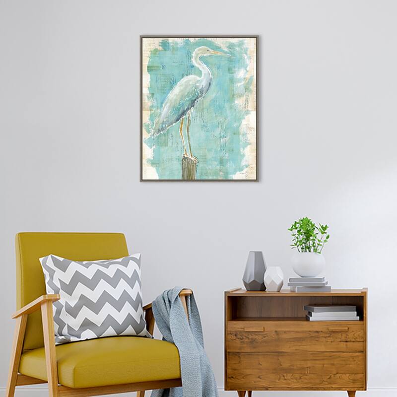 Coastal Egret I v2 by Sue Schlabach Framed Canvas Wall Art Print