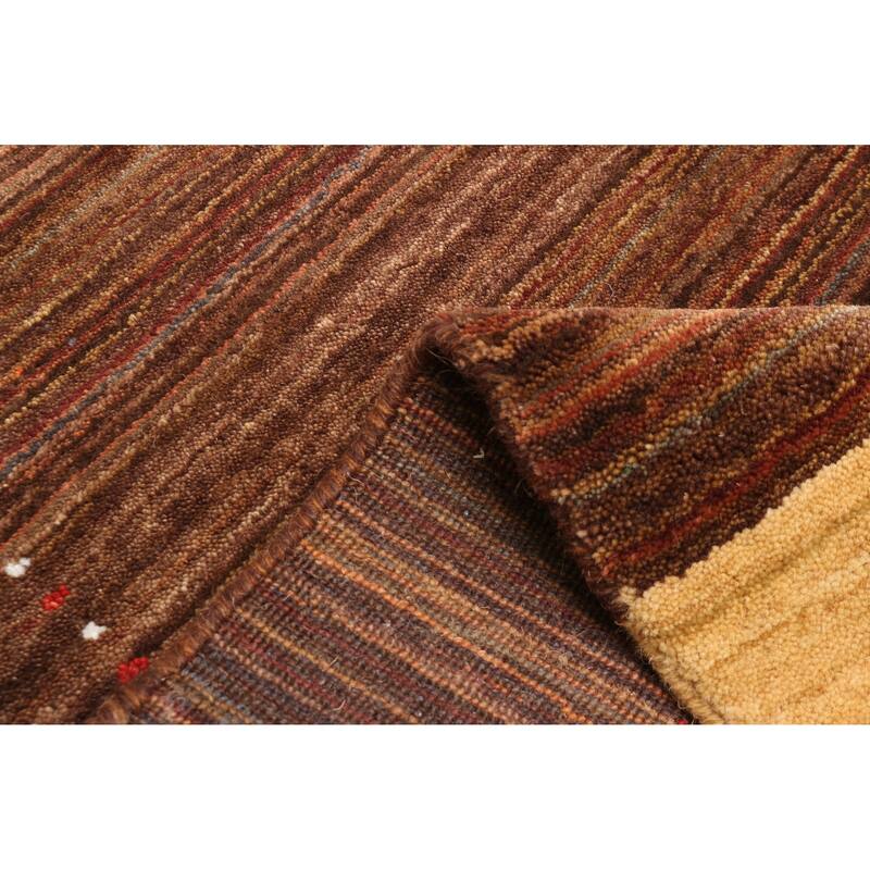 ECARPETGALLERY Hand Loomed Kashkuli Gabbeh Dark Brown Wool Rug - 4'0 x 6'1