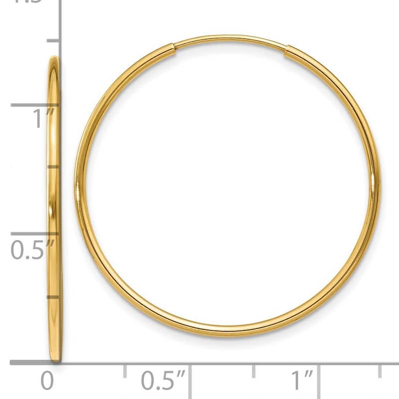 Curata 14k Yellow Gold 28x28mm Endless Hoop Earrings