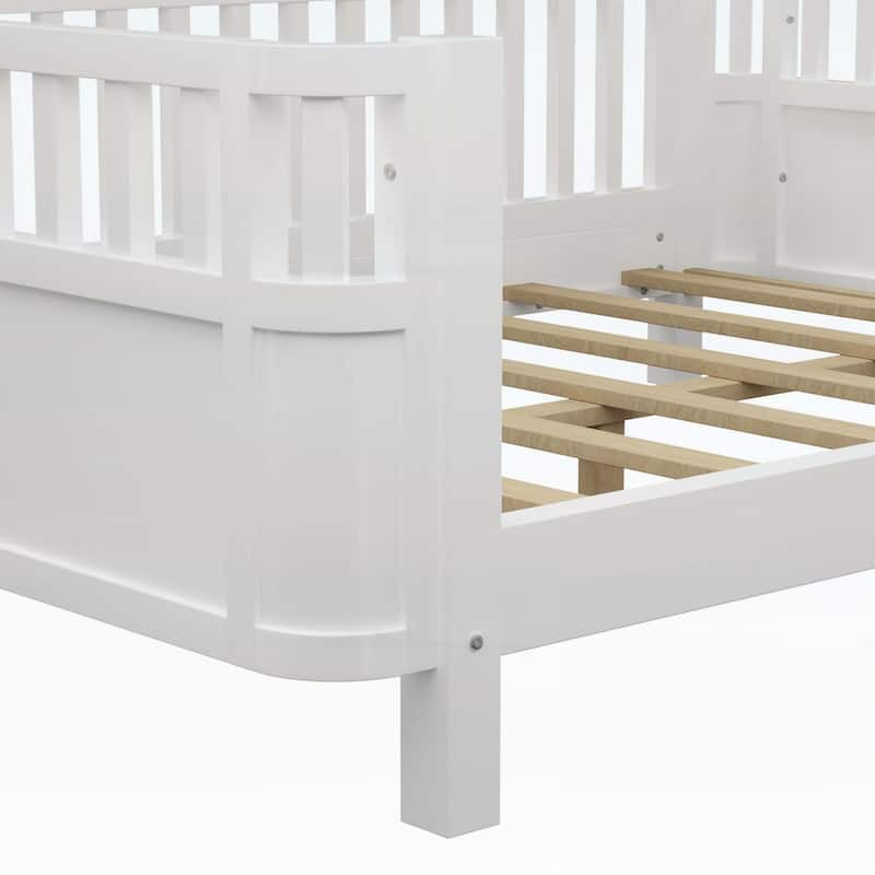 Wood Platform Bed,Low Profile Design with Safety Rails,Ideal for Boys and Girls