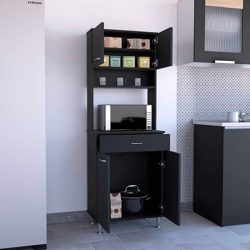 Della 60 Kitchen Pantry with Countertop, Closed & Open Storage - N/A