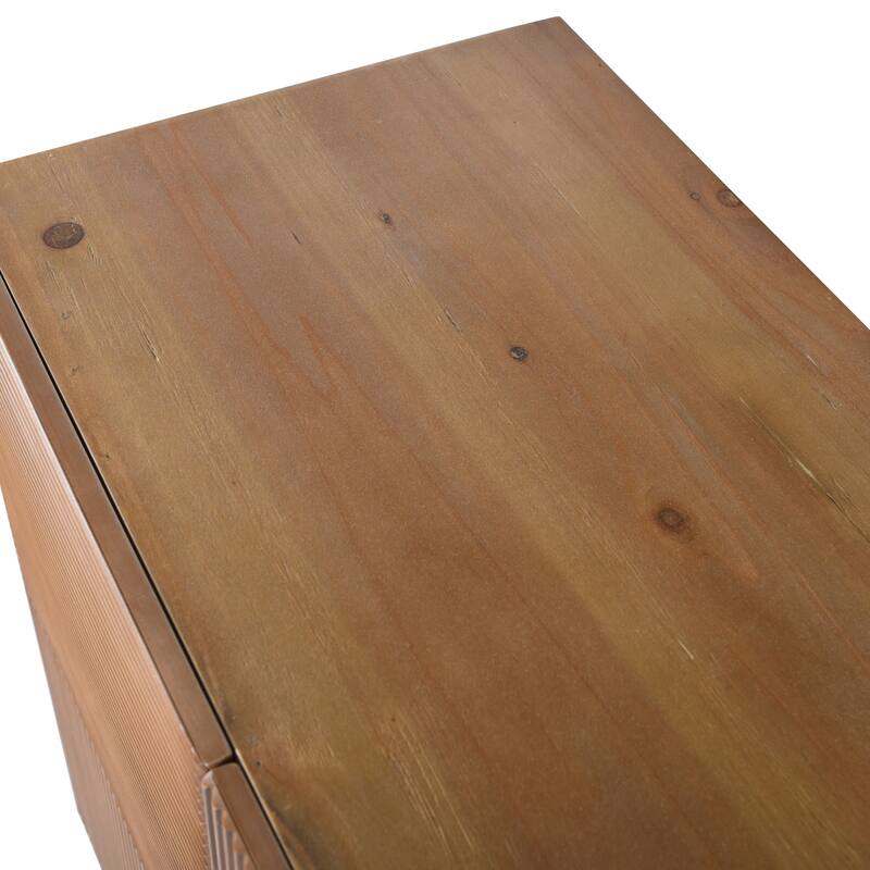 StyleCraft 4-Door Wood Cabinet - Dark Natural & Gold