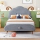 preview thumbnail 44 of 51, Twin Size Upholstered Platform Bed Animal Theme Design Bed Frame with Sheep-Shaped Headboard and Footboard, No Box Spring Needed