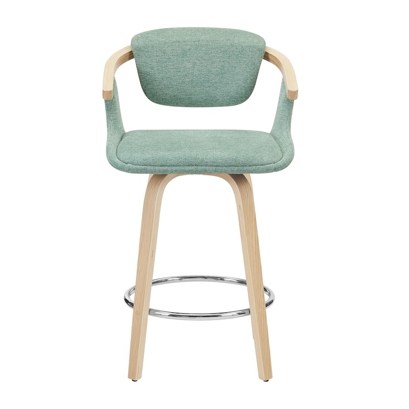 Art Leon Poplar Wood and Upholstered Swivel Barstool