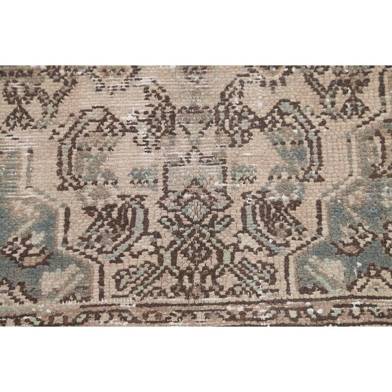 Distressed Geometric Hamedan Persian Area Rug Wool Hand-knotted Carpet - 6'7" x 9'5"