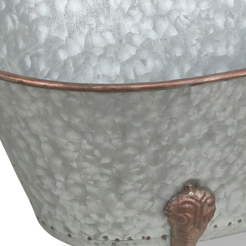 7" Gray and Gold Galvanized Metal Hand Painted Bathtub Sculpture - 20 x 11 x 7