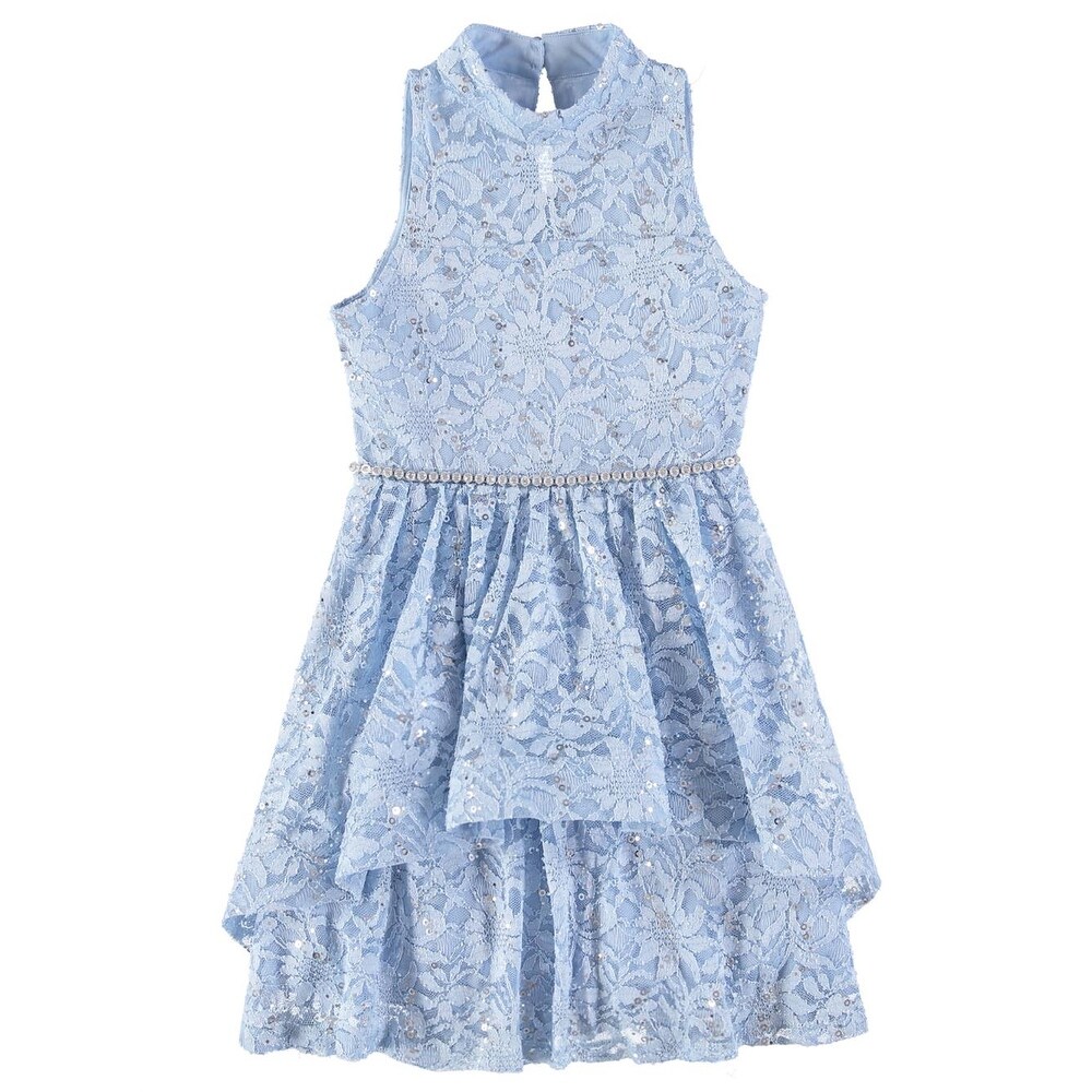 Shop Speechless Girls 7 16 Sequin Lace Tier Dress Blue